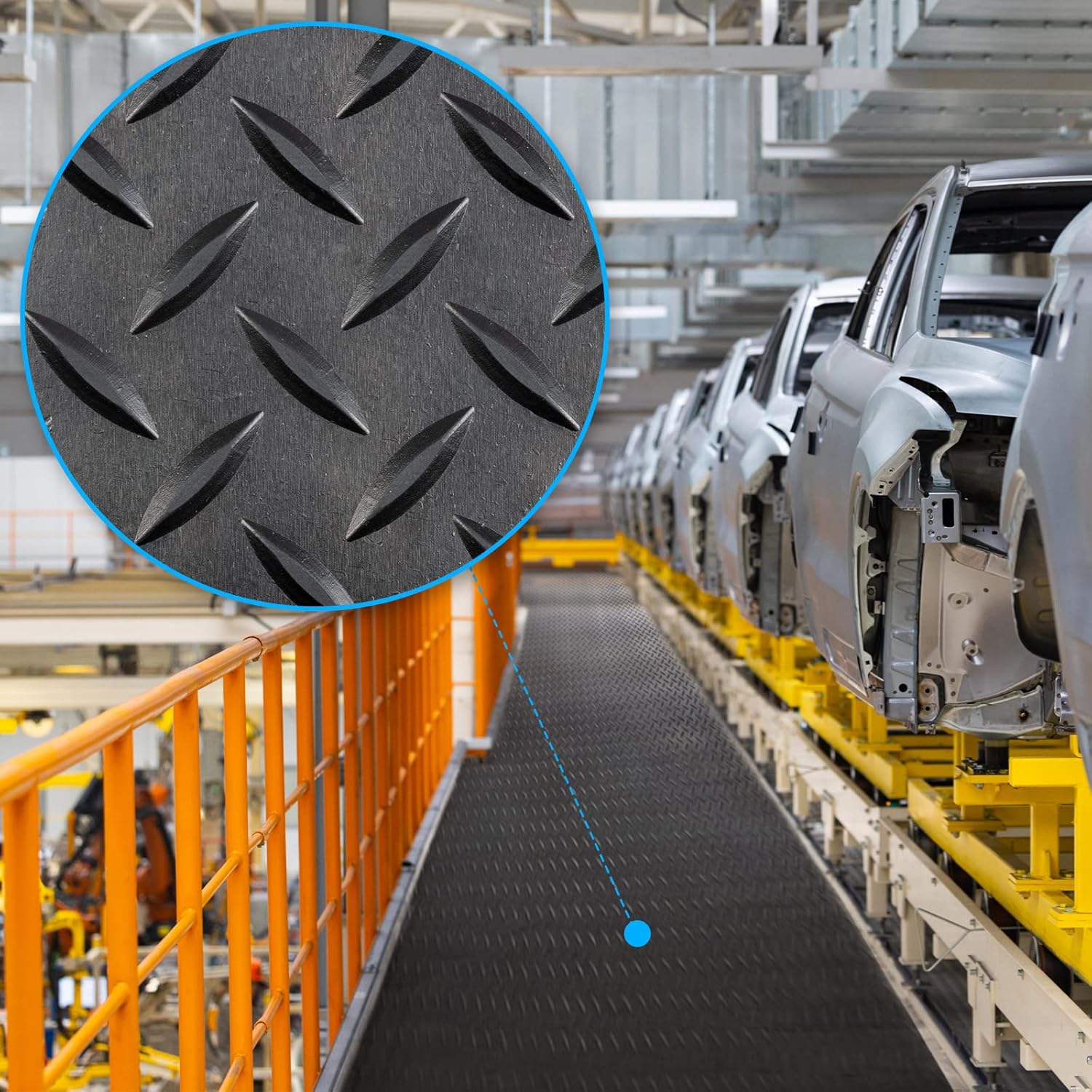 Heavy Duty Diamond Tread Garage Flooring - High Quality PVC Rubber, Anti-Fatigue, Oil & Chemical Resistant, Easy Install, Cushioned, Seamless Look - Image 6