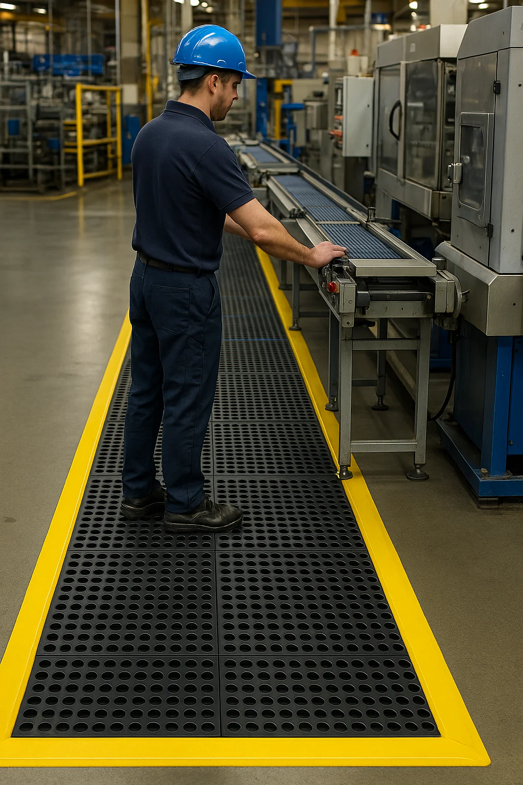 High Visibility Rubber Link Mats with Drainage Holes for Pool & Wet Areas - Image 9