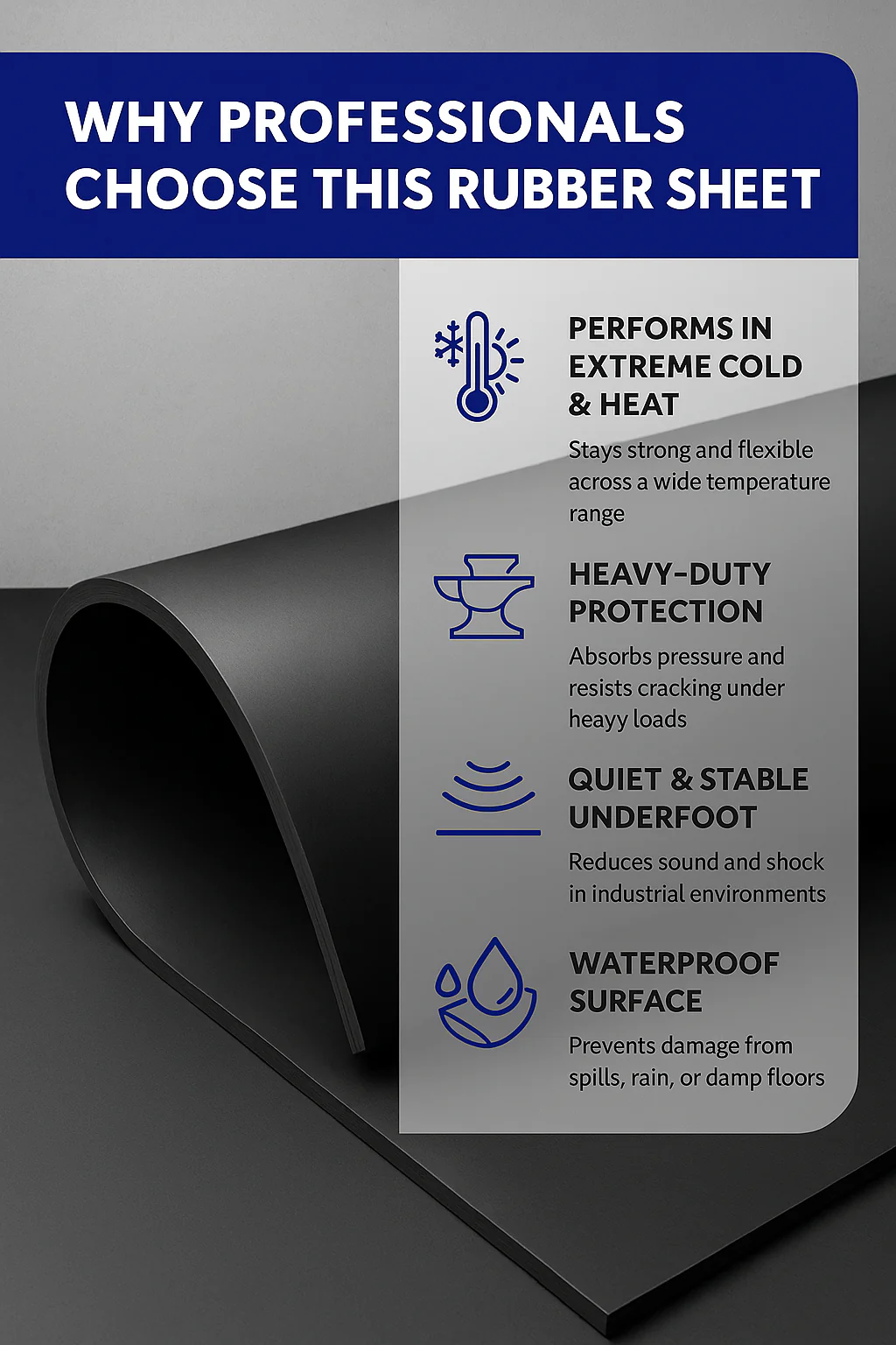 Commercial Rubber Sheet 1.5mm to 25mm Thick, 1.4m Wide, 10m Rolls, Natural Rubber, Chemical Resistant, Organic Acids, Alcohols, General Purpose - Image 5